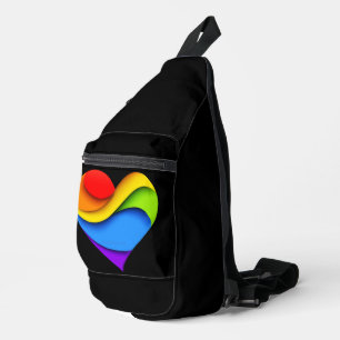 SlipperyJoe's regenbogenförmiges Herz in Rot Orang Crossbody Bag