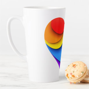 SlipperyJoe's regenbogenförmiges Herz in Rot Orang Milchtasse