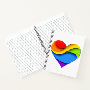 SlipperyJoe's regenbogenförmiges Herz in Rot Orang Notizbuch