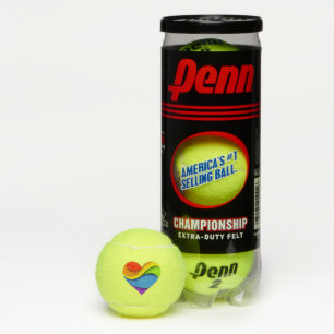 SlipperyJoe's regenbogenförmiges Herz in Rot Orang Tennisbälle