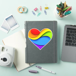 SlipperyJoe's regenbogenförmiges, herzförmiges Rot Aufkleber