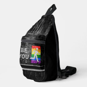 SlipperyJoes Regenbogenstolz-Farben-Panel Stadtbil Crossbody Bag