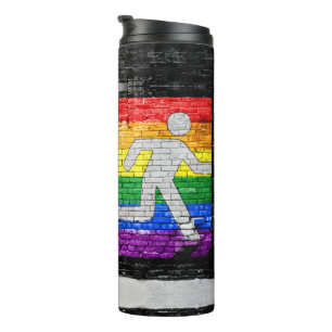 SlipperyJoes Regenbogenstolz-Farben-Panel Stadtbil Thermosbecher