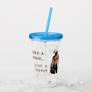 SlipperyJoe's rette Pferd reite Strohhut Cowboyhut Acryltrinkbecher