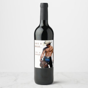 SlipperyJoe's rette Pferd reite Strohhut Cowboyhut Weinetikett