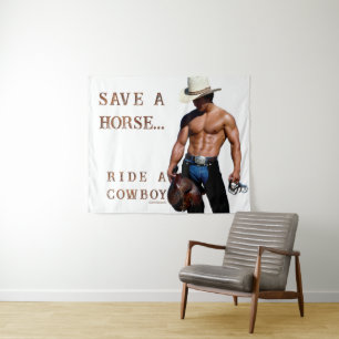 SlipperyJoe's rette Pferd Reitstroh Cowboyhut Mus Wandteppich