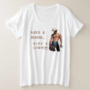 SlipperyJoe's rette Pferd Reitstroh Cowboyhut Musi Große Größe T-Shirt