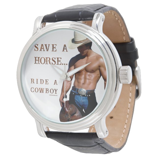 SlipperyJoe's rettend Pferderückfahrt Strohhut Armbanduhr (Schrägansicht)