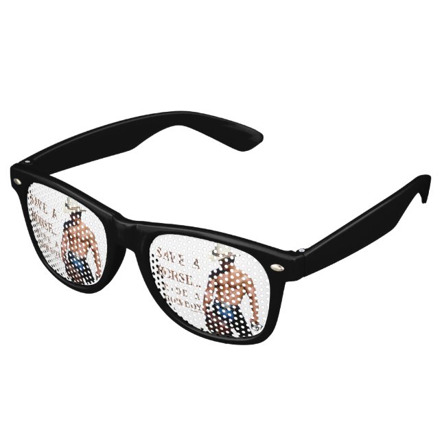 SlipperyJoe's rettend Pferderückfahrt Strohhut Partybrille (Schrägansicht)