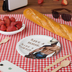 SlipperyJoe's Rettet ein Pferd reiten Ein Cowboy,  Pappteller