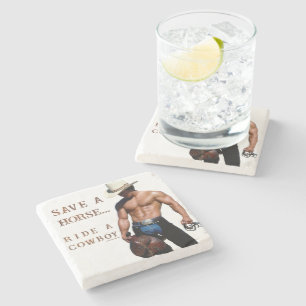 SlipperyJoe's Rettet ein Pferd reiten Ein Cowboy,  Steinuntersetzer