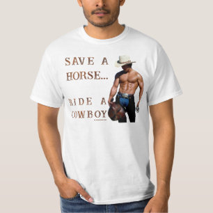 SlipperyJoe's Rettet ein Pferd reiten Ein Cowboy,  T-Shirt