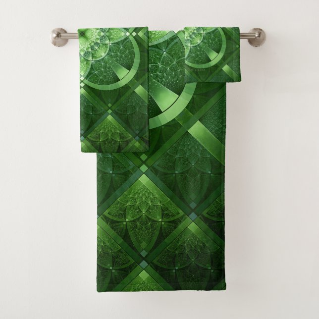 SlipperyJoe's Saint Patrick's Day glowing four lea Badhandtuch Set (Insitu)