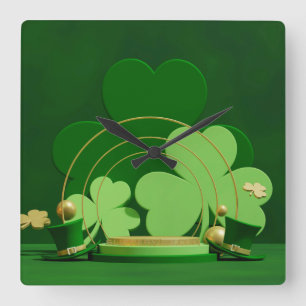 SlipperyJoe's Saint Patrick's Day LGBTQIA drei Mal Quadratische Wanduhr