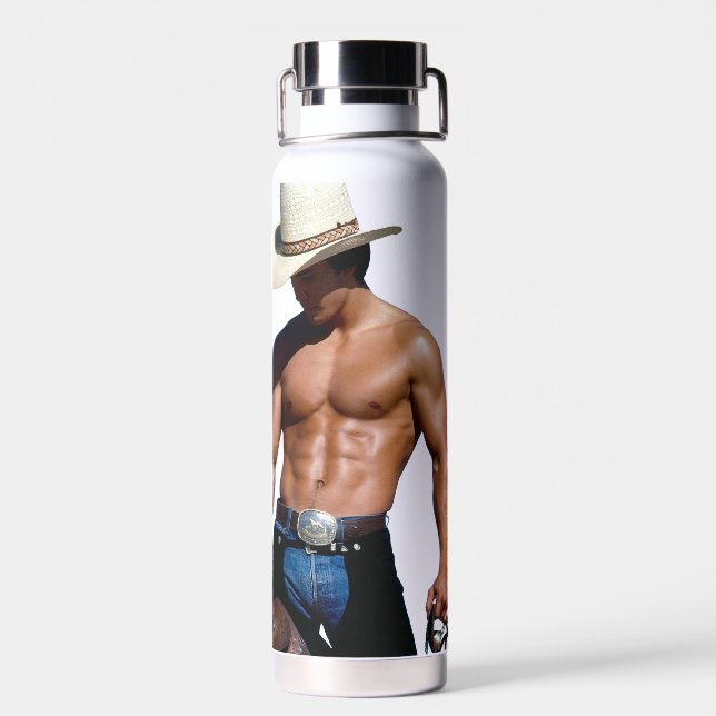 SlipperyJoe's Save a horse Ride A Cowboy muscular  Trinkflasche (Rückseite)