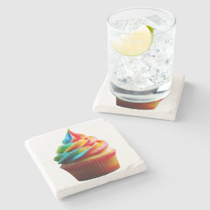 SlipperyJoe's schwindelerregender Regenbogen-Cupca Steinuntersetzer