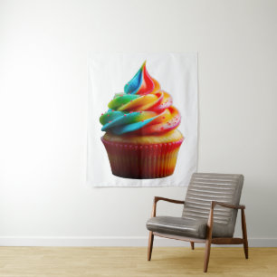 SlipperyJoe's schwindelerregender Regenbogen-Cupca Wandteppich
