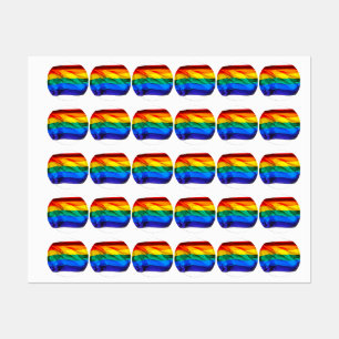 SlipperyJoe's schwule Regenbogenflagge weht rot or Etiketten