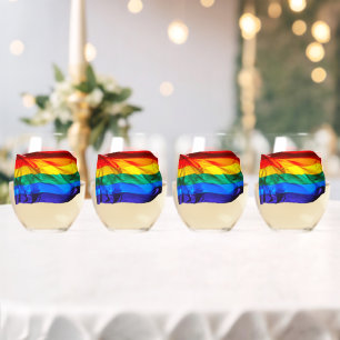 SlipperyJoe's schwule Regenbogenflagge weht rot or Weinglas Ohne Stiel