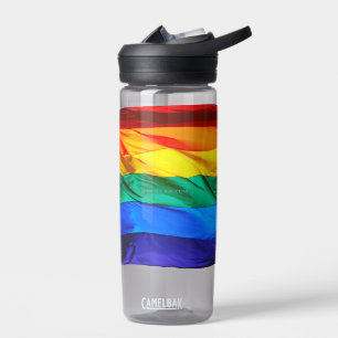SlipperyJoe's schwule Regenbogenflagge winkt rot o Trinkflasche
