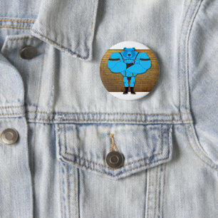 SlipperyJoe's schwuler Muskel Bär Cartoon, während Button
