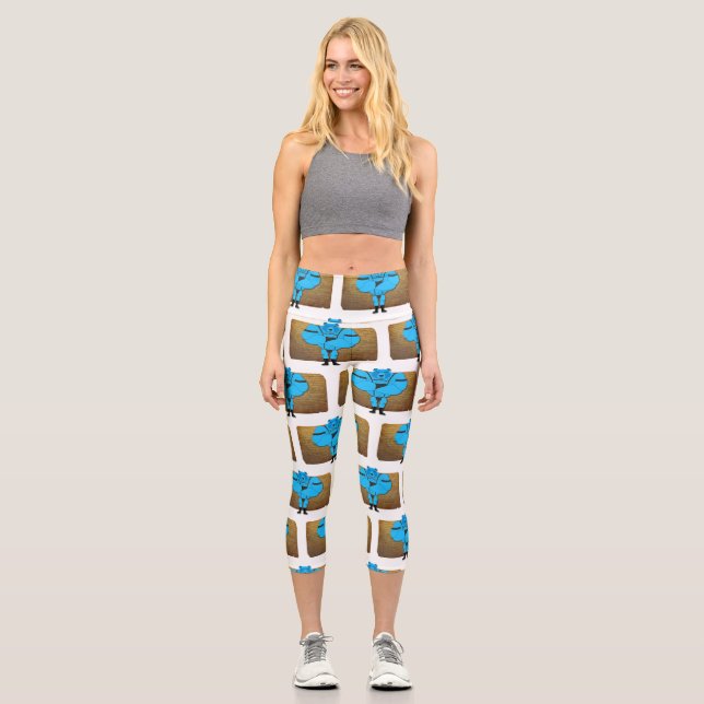 SlipperyJoe's schwuler Muskel Bär Cartoon, während Capri Leggings (Vorderseite)