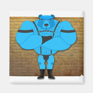 SlipperyJoe's schwuler Muskel Bär Cartoon, während Magnet