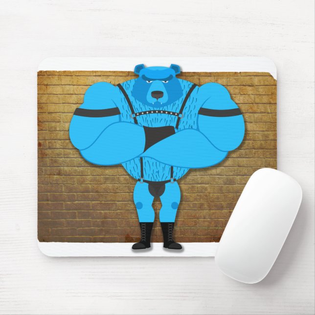 SlipperyJoe's schwuler Muskel Bär Cartoon, während Mousepad (Mit Mouse)