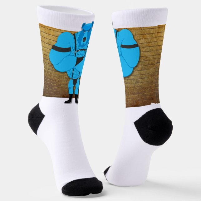 SlipperyJoe's schwuler Muskel Bär Cartoon, während Socken (Gewinkelt)