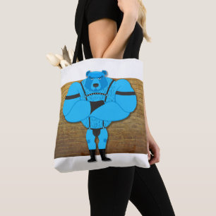 SlipperyJoe's schwuler Muskel Bär Cartoon, während Tasche