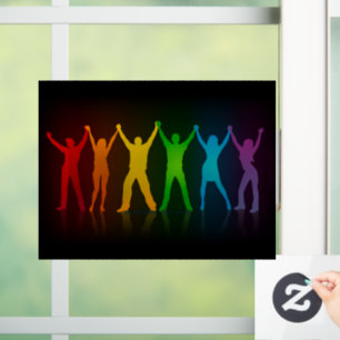 Slipperyjoe's sechs stehende Silhouetten mit erhob Fensteraufkleber
