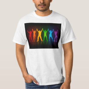 Slipperyjoes sechs stehende Silhouetten mit erhobe T-Shirt