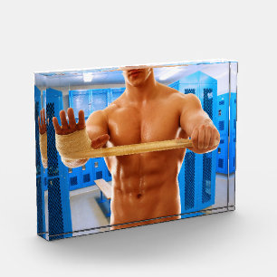 SlipperyJoe's shirtless muskulöser Mann Abs Brust Fotoblock