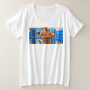 SlipperyJoe's shirtless muskulöser Mann Abs Brust Große Größe T-Shirt