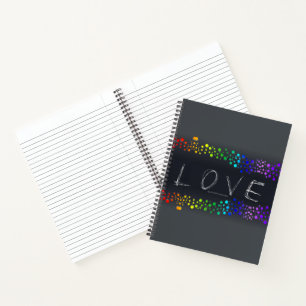 SlipperyJoe's Skriptwort Liebe Regenbogenverlauf Notizbuch