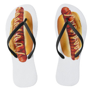 SlipperyJoe's Sommer-BBQ-Vibe-Hotdog in weichem Br Flip Flops