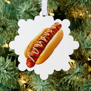 SlipperyJoe's Sommer-BBQ-Vibe-Hotdog in weichem Br Ornament Karte
