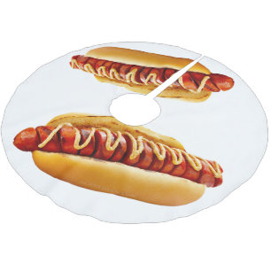 SlipperyJoe's Sommer-BBQ-Vibe-Hotdog in weichem Br Polyester Weihnachtsbaumdecke
