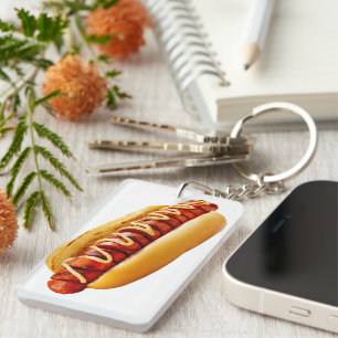 SlipperyJoe's Sommer-BBQ-Vibe-Hotdog in weichem Br Schlüsselanhänger