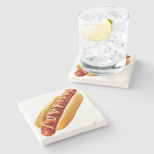 SlipperyJoe's Sommer-BBQ-Vibe-Hotdog in weichem Br Steinuntersetzer