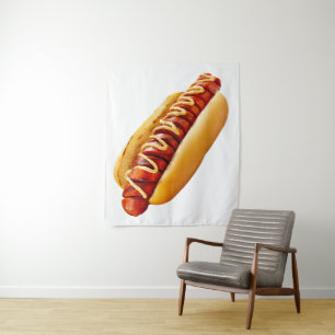 SlipperyJoe's Sommer-BBQ-Vibe-Hotdog in weichem Br Wandteppich