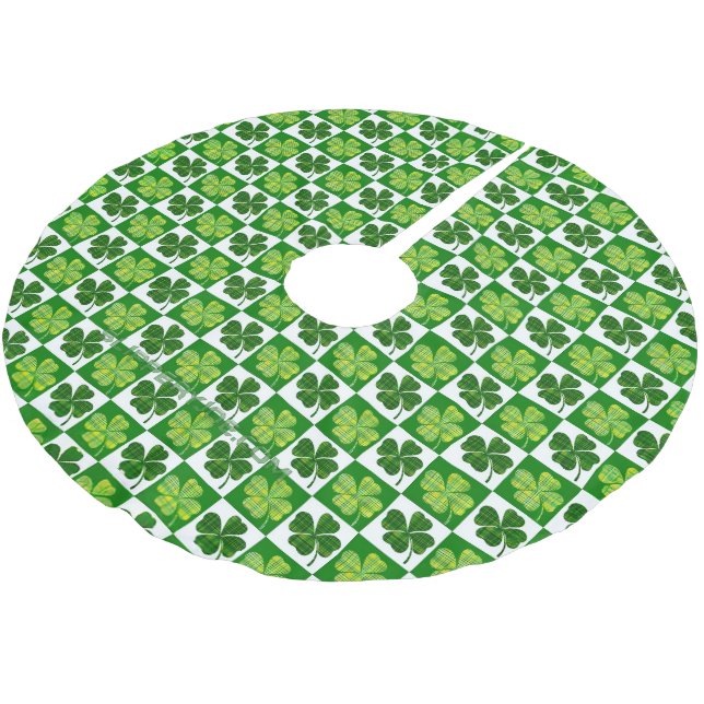 SlipperyJoe's St. Patrick's Day Vierblattklee Polyester Weihnachtsbaumdecke (Schrägansicht)