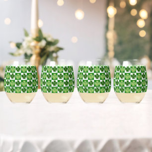 SlipperyJoe's St. Patrick's Day Vierblattklee Weinglas Ohne Stiel
