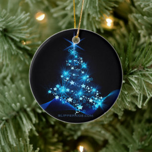 SlipperyJoe's stilisierter leuchtender Weihnachtsb Keramik Ornament
