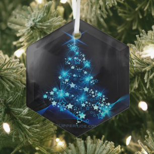 SlipperyJoe's stilisierter leuchtender Weihnachtsb Ornament Aus Glas