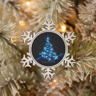 SlipperyJoe's stilisierter leuchtender Weihnachtsb Schneeflocken Zinn-Ornament