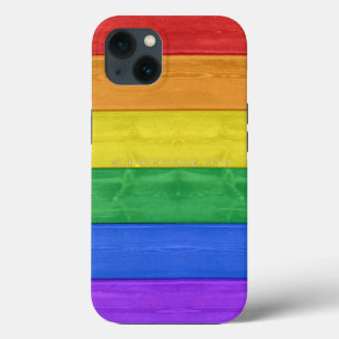 SlipperyJoe's Stolz Holzflagge horizontalen Regenb Case-Mate iPhone Hülle