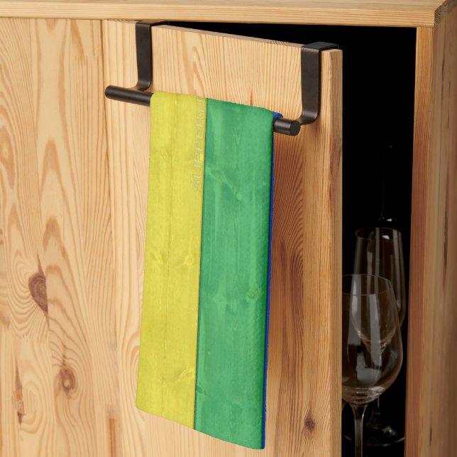 SlipperyJoe's Stolz Holzflagge horizontalen Regenb Geschirrtuch (Drittel gefaltet)