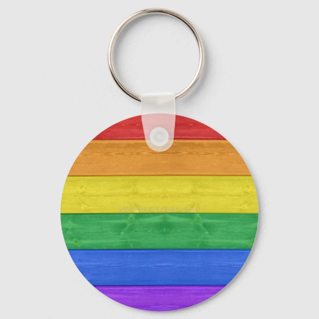 SlipperyJoe's Stolz Holzflagge horizontalen Regenb Schlüsselanhänger (Vorderseite)