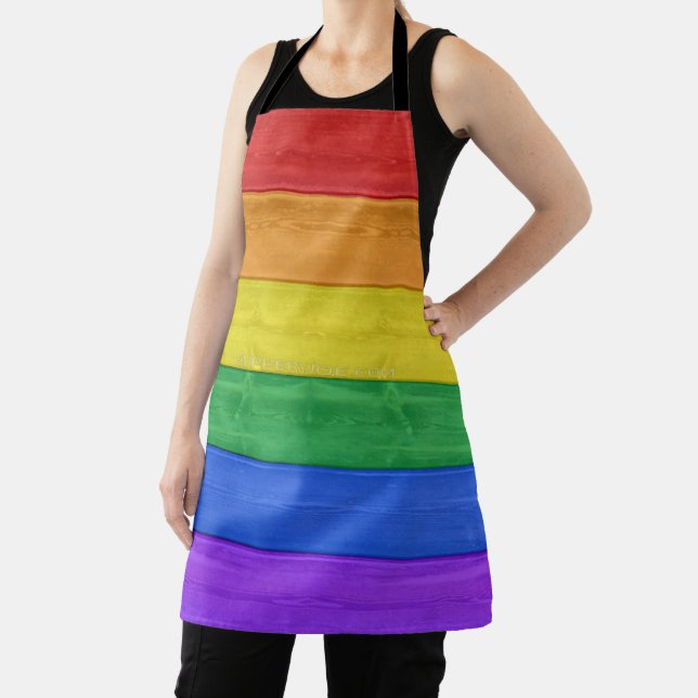 SlipperyJoe's Stolz Holzflagge horizontalen Regenb Schürze (InSitu)
